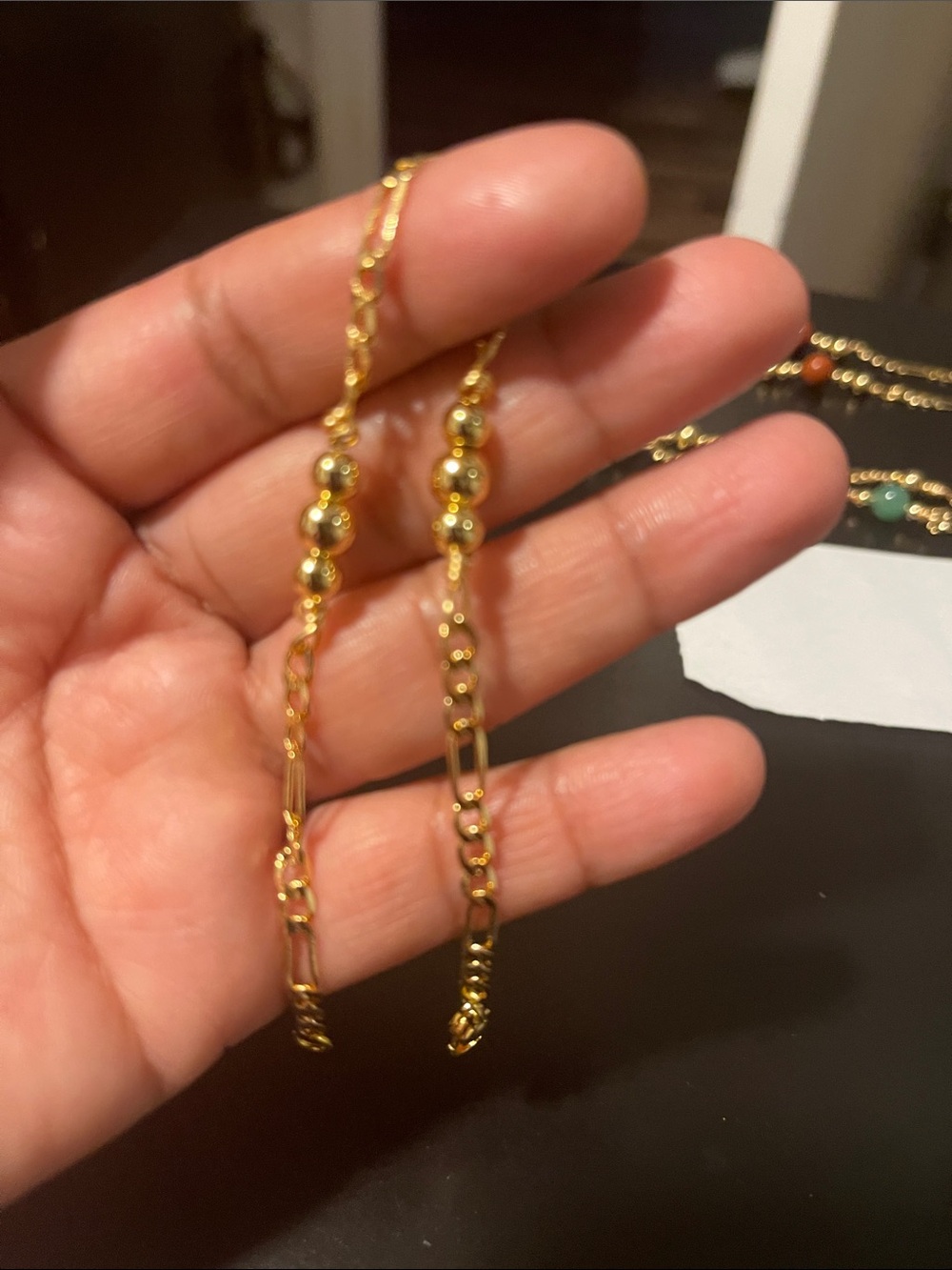 Delicate Gold Bead Chain Bracelet - Women Jewelry